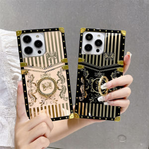 Honor 90 Square Stripe Butterfly Phone Case Silicone Diamond Glitter Anti-Fall Protection Cute Vintage Style Compatible with Huawei