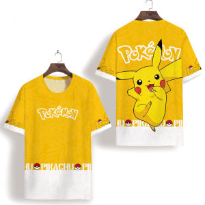 Bandai | Summer 2026 Pokemon Pikachu "color-blocking" Casual Theme 3D Printed Breathable Quick-drying T-shirt for Adults and Children