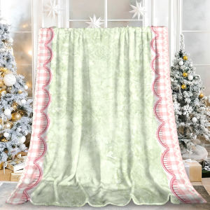 Beast Kingdom | Pink Christmas Reindeer Snowflake Bow Flannel Blanket Soft Fuzzy Plush Cozy Warm Throw for Sofa Bed Couch Home Decor