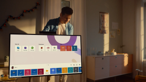 LG One Quick Flex #43HT3WJ-B 43-inch all-in-one display complete with built-in camera microphones and speakers