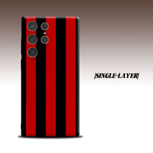 Red Black Vertical Stripe For Samsung Galaxy S26 S25 S24 A56 A36 Dual Layer Luxury Fashion Full Lens Protective Case
