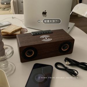 Retro Wooden Bluetooth Speaker FM Radio K1 Alarm Clock Wireless Fast Charging Card Sound System High Quality Bass Stereo Sound