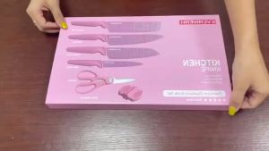 Pisau Diamond Pink Set 6 in 1 / Pisau Sultan Mewah