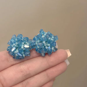 Hoa Tai Kẹp Ngọc Trai Màu Xanh Biển Cho Nữ Không Cần Lỗ Tai Thời Trang Mới 2025 Thiết Kế Độc Đáo Phong Cách Du Lịch Biển