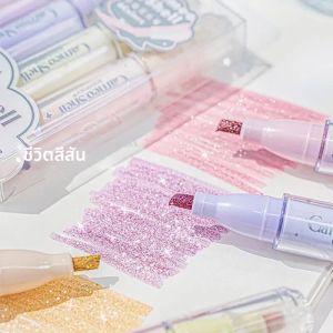 4 สี/ชุดกลิตเตอร์ปากกาเน้นข้อความปากกาแฟลชมาร์กเกอร์ปากกาภาพวาดสำหรับสมุดภาพไดอารี่วารสารนักเรียนเครื่องเขียน