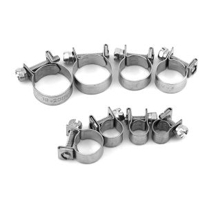 10PCS Hose Clamp Rustproof and Long Service Life Stainless Steel Mini Fuel Line Pipe Hose Clamp Clip 6mm‑20mm Optional Size