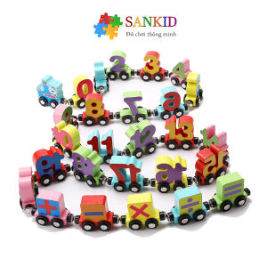 [Hoàn Tiền 10%]Đồ chơi gỗ thông minh đoàn tàu nam châm chữ và số