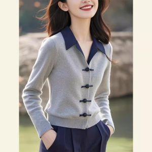 Autumn Winter plus Size Knitted Base Shirt Womens Regular Fit V Neck Long Sleeve Casual Office Wear Button Detail Slimming Top