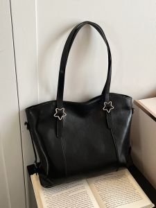 Fall Winter Large Capacity Soft Leather Tote Bag Womens Commuter Shoulder Bag Handheld Underarm Bag for Students Class