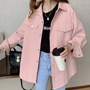 Áo Cánh Phong Cách Hàn Quốc Áo Sơ Mi Ngoại Cỡ Áo Sơ Mi Denim Rộng Tay Dài Dễ Phối Thời Trang Thường Ngày Cho Nữ Áo Khoác