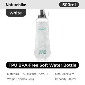 NatureHike | Bình Nước Mềm Naturehike 500ml Dành Cho Thể Thao Ngoài Trời Cắm Trại Chạy Bộ & Đạp Xe - Bình TPU Gấp Gọn Có Dây Đeo