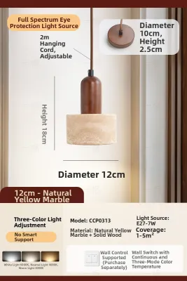 YIGELIGHTING | Rustic Japanese Zen Style Yellow Travertine Pendant Light