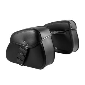 PU Leather Motorcycle Saddlebags Waterproof Motorbike Side Saddle Bags Password Lock Universal for Harley Suzuki Kawasaki Yamaha