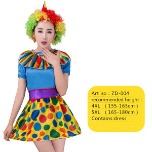 Adult Rainbow Circus Clown Costume for Women Funny Joker Girls Birthday Carnival Party Outfit Sweet Clothes No Wig