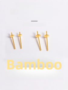 18K Gold Auricular Needle Half Hole Pearl Stud Holder Plain Nail Accessories Earrings Inlaid Earrings Eardrop Frame Platinum Needle DIY Material