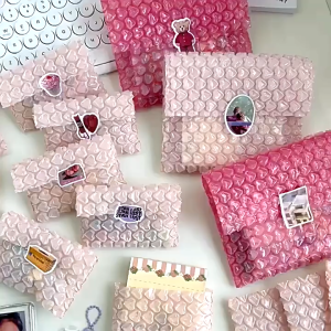 10 Pcs Pink Love Heart Bubble Wraps Pouch Waterproof Shockproof Bubble Envelope Packaging Bag