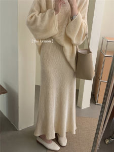 High-Waist Velvet Tummy-Control Mid-Length Skirt for Women Autumn Winter Fashion-Forward Solid Color One-Step Skirt with Fish Tail