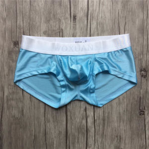 Woxuan Mens Low เอว ลื่น ปัดขน Pure Color กางเกงบ็อกเซอร์รัดรูป Youth เซ็กซี่ ชุดชั้นในใส่สบายทรงลึกรูปตัว U