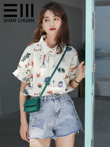 Vintage French Country Printed Womens Summer Shirt