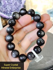Natural Mexico Premium Grade Silver Sheen Obsidian Crystal Beads Bracelet SOB04 #Obsidian #CrystalBracelet #Naturalcrystal #ObsidianBracelet #SilverObsidian