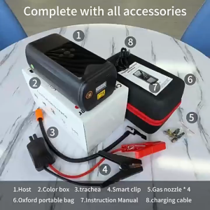 🇸🇬 128800mAh Car Jump Starter 12V Power Bank with Air Pump & Emergency Light Jumper Kereta Jump Starter