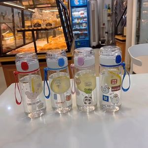 Botol Minum Tali Transparant Sedotan Pengunci Flip On 550ml Kemasan Box KLX 101