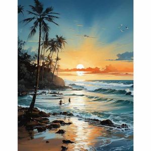 Painting By Numbers Sunrise By The Sea Adult Oil Kit DIY Acrylic Paint Canva Artwork Canva Art Gift Home Decoration