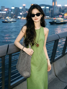 Karrar betsey | Retro Green Sleeveless Slimming Long Dress