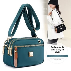 Summer Womens Crossbody Bag Oxford Cloth Canvas Lightweight Casual Multi-layer Small Square Bag Fashionable Contrast Color