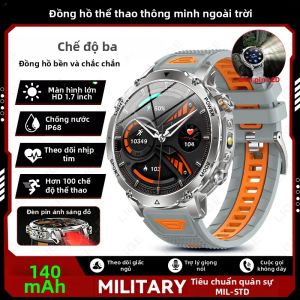 LIGE | Đồng Hồ Thông Minh Quân Sự LIGE New TANK Với Pin Siêu Bền 1400mAh Chống Nước IP68 Màn Hình Theo Dõi Nhịp Tim Đèn Pin Chiến Thuật Dây Đeo Thể Thao Dành Cho Nam 2026