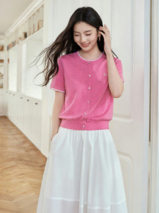 OSA | Summer New Design Round-neck Slim Fit Pullover Short Sleeve Knitted Top