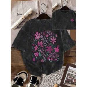 PAZHAOLANG | Large Size American Style Floral Print Short Sleeve T-Shirt