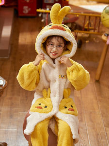 SHAPRA | Flannel Warm Duck Pattern Girls Sleepwear