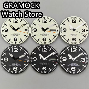GRAMOCK 29mm NH35 Sterile Face White Pilot Dial With Hands C3 Full Luminous Fit NH34 NH35 NH36 Movement Watch Accessories Parts