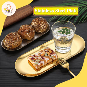 ABS Gold Stainless Steel Oval Shape Tray Metal Jewelry Cosmetics Organizer Home Deco Dessert Serve Saucer Piring Hidang Makanan Tidak Berkarat