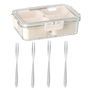 Portable Snackle Box Container Divided Serving Tray with Lid and Handle Clear Snack Box Organizer for Fruits Snacks for Party