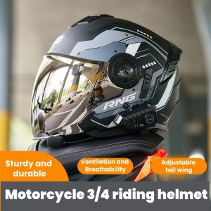 New motorcycle helmet 3/4 half helmet riding helmet adult electric bike helmet sturdy and durable inner and outer dual lens helmet