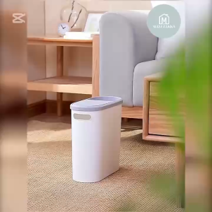 🇸🇬 Ready Stock Slim Corner Trash Bin with Lid – Space Saving Waterproof Large Capacity Built-in Storage