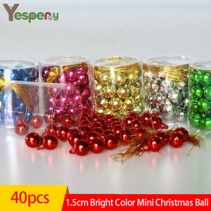 YESPERY 40 Quả Bóng Giáng Sinh Mini Màu Sáng Cao 1.5Cm Mặt Dây Treo Cây Thông Noel Đồ Trang Trí Trang Sức