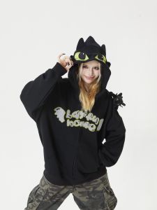 น่ารัก การ์ตูน ตุ๊กตา Ghostie มีฮู้ด เสื้อสเว็ตเชิ้ต ผู้หญิง ซิป เปิด คาร์ดิเกน หลวม Outerwear Island Original ดีไซน์ สตรีทสไตล์