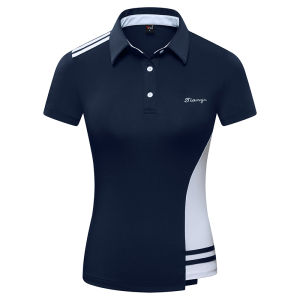 TTYGJ | Womens Short Sleeve Golf Wear Stylish Korean Color Contrast
