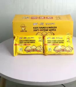 HỘP GIẤY 10 GÓI KHĂN ƯỚT VỊT VÀNG KHÔNG MÙI GIẤY ƯỚT AN TOÀN CHO BÉ