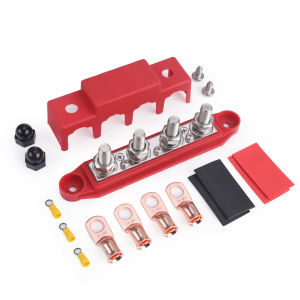 Bus Bar 12V-48V 250A Power Distribution Block 4 Posts Junction M8 M10 For Marine Automotive Copper Battery Busbar Terminal Block