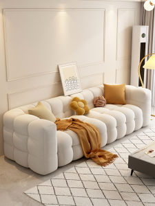 โซฟาผ้าฝ้ายสไตล์ฝรั่งเศสแบบเรียบง่ายขนาดเล็ก โซฟาผ้าขนสัตว์กำมะหยี่ โซฟาแบบนอนได้ โซฟาแบบเรียบง่าย โซฟาแบบเรียบง่าย