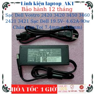Sạc Laptop Dell Vostro 2420 3420 3450 3460 2421 3421 sạc Dell 19.5V- 4.62A-90w Chân Kim To( 7.4mm x 5.0mm)