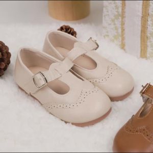 Giày Bệt Nữ Sinh Kiểu Mary Jane Quai Chữ T Dành Cho Trẻ Nhỏ Có Khóa Đơn Giày Đồng Phục Học Sinh Chất Liệu Da PU Chống Trơn Trượt