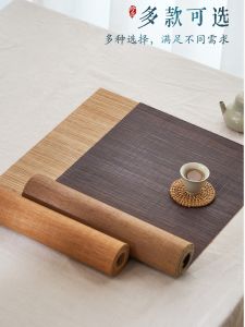 New Chinese Style Long Bamboo Tea Mat Heat Insulation Zen Table Mat Dry Pounding Tea Table Mat Tea Ceremony Decorative Flag