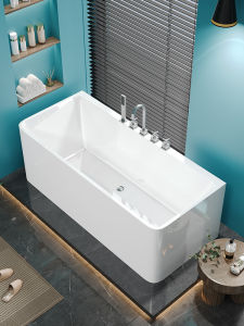BULANG | Compact Freestanding Acrylic Bathtub Seamless Wall-Fit Tub