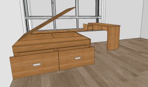 Window bay storage bed frame+table customize