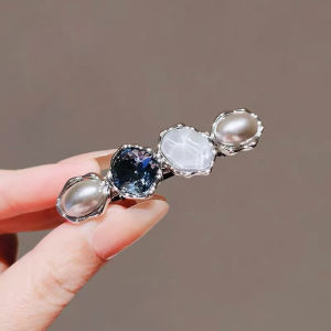 Tiểu Thuyết pha lê hình học kẹp lò xo kẹp tóc cao cấp của phụ nữ sau đầu nửa-tied kim loại barrettes tóc Hàn Quốc Phụ Kiện